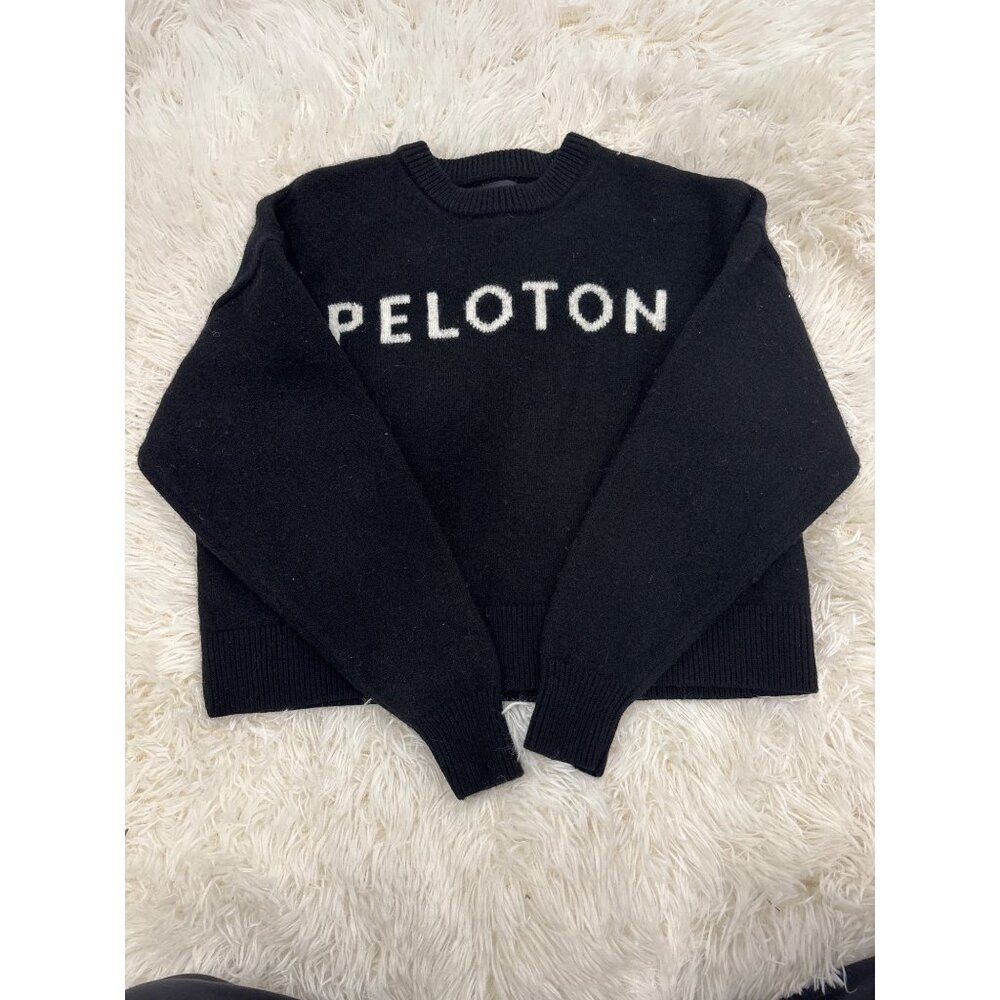 Peloton Black Wool Blend Winter Crewneck Sweater S Crop